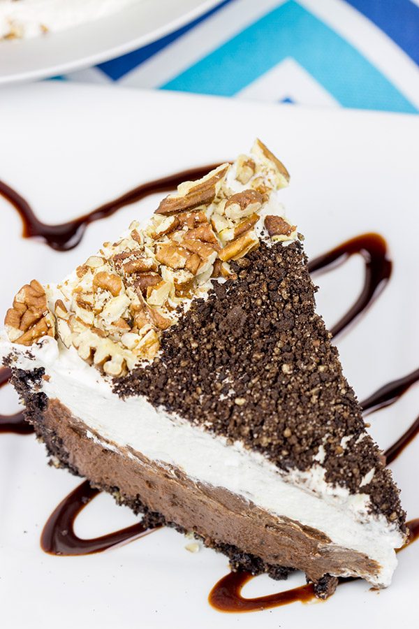 This Mocha Mississippi Mud Pie features a chocolate-pecan crust filled with a decadent mocha chocolate pudding. Add some whipped cream, and you've got the perfect summer dessert!