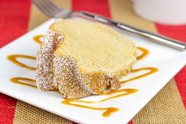 Lightly spiced with cinnamon and cardamom, this Caramel Chai Pound Cake is a delicious dessert. Serve it with a scoop of vanilla ice cream for a tasty summer treat!