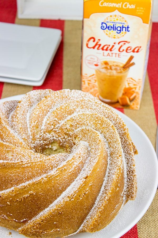 Lightly spiced with cinnamon and cardamom, this Caramel Chai Pound Cake is a delicious dessert. Serve it with a scoop of vanilla ice cream for a tasty summer treat!
