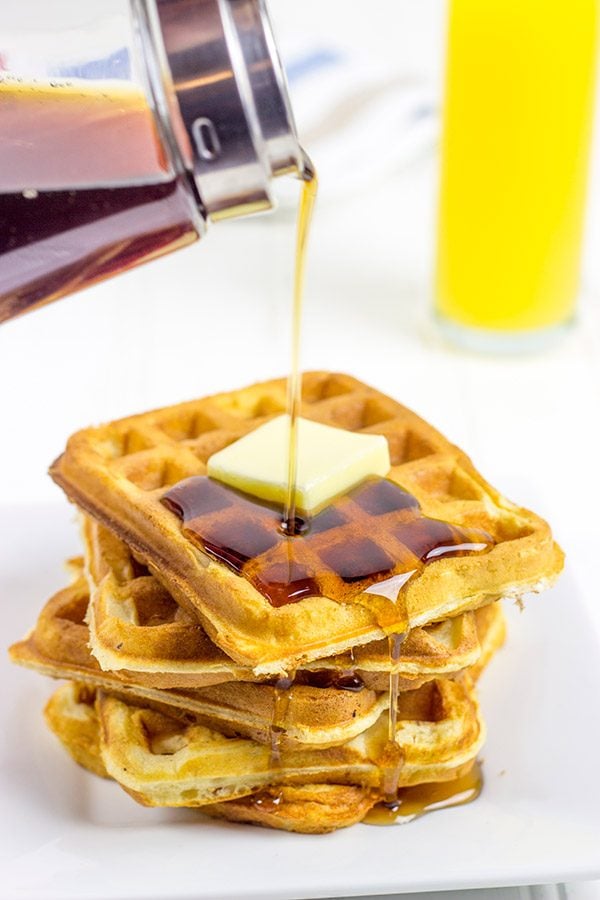 These Fluffy Buttermilk Waffles are light and flavorful...perfect for Saturday morning breakfasts!