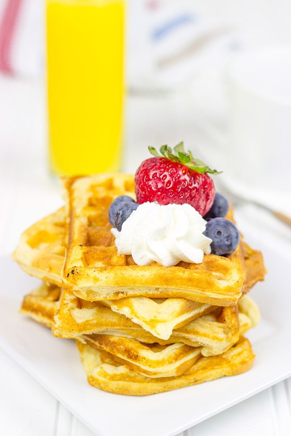 These Fluffy Buttermilk Waffles are light and flavorful...perfect for Saturday morning breakfasts!