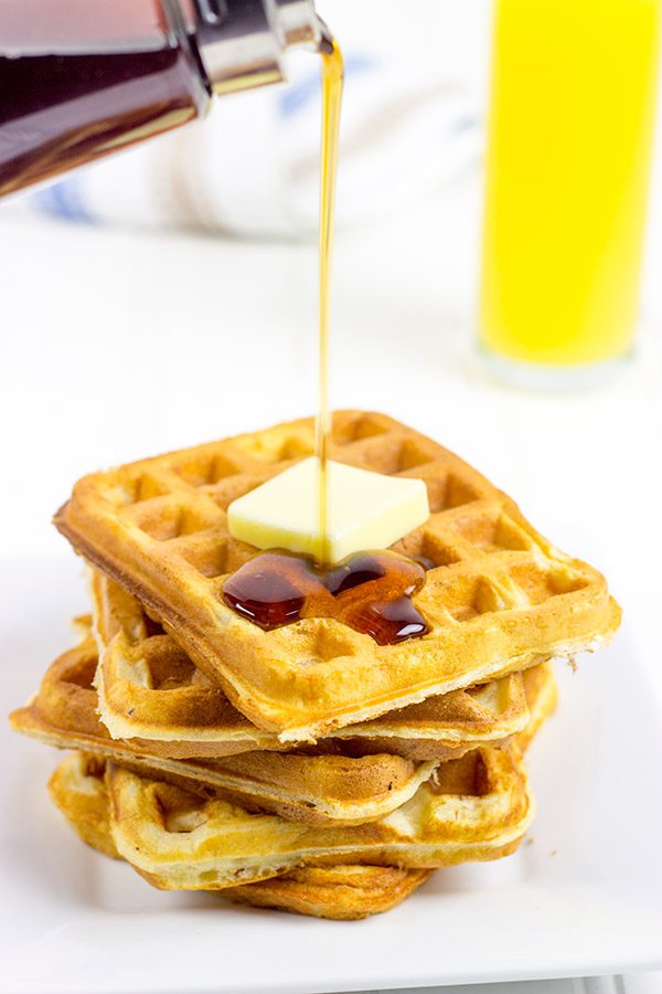 These Fluffy Buttermilk Waffles are light and flavorful...perfect for Saturday morning breakfasts!