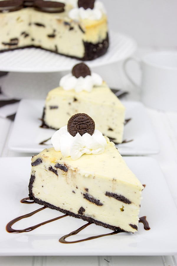 This Oreo Cheesecake features creamy cheesecake combined with crunchy Oreo cookies...and it's one of my all-time favorites!