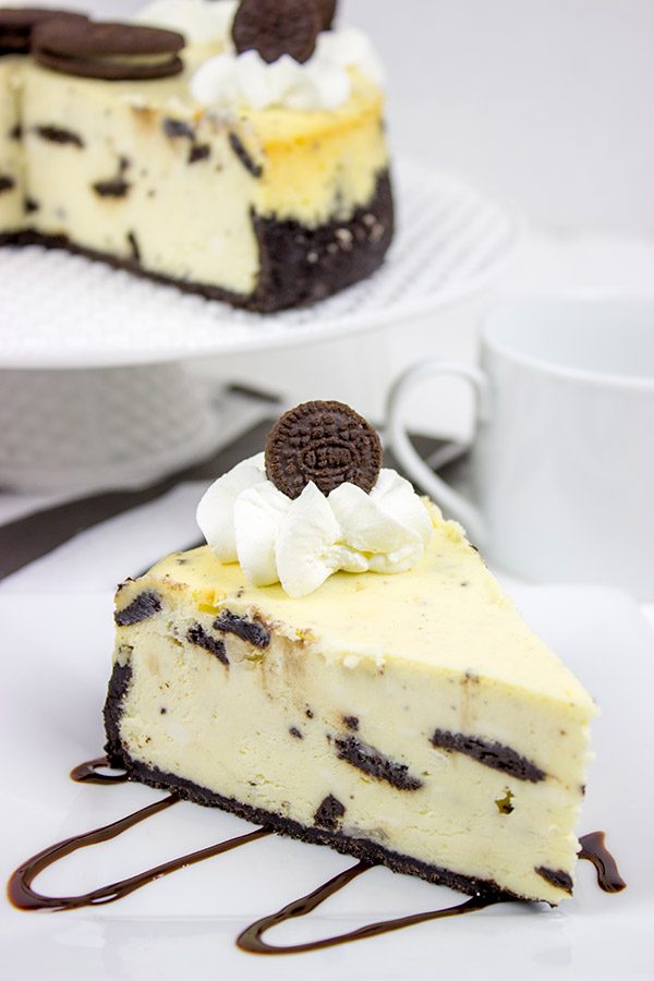 This Oreo Cheesecake features creamy cheesecake combined with crunchy Oreo cookies...and it's one of my all-time favorites!