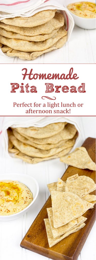 This Homemade Pita Bread is incredibly tasty! Serve with hummus for a light lunch or a fun afternoon snack.