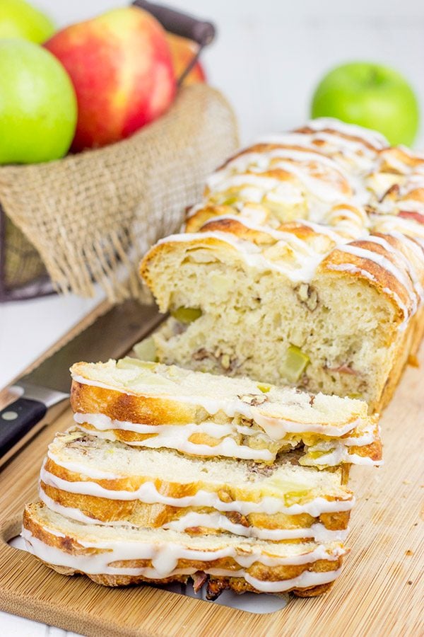 Stuffed with cinnamon, apples and pecans, this Maple Glazed Apple Pecan Bread is the perfect way to celebrate the arrival of apple season!