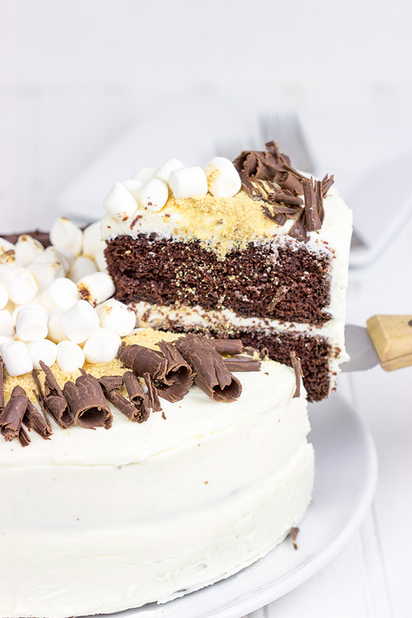 Who needs a campfire when you have this S'more Chocolate Marshmallow Cake?