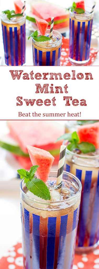 Beat the summer heat with a cold glass of this Watermelon Mint Sweet Tea!