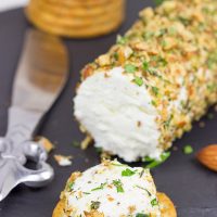 Rolled in chopped almonds and fresh herbs, this Almond Herb Goat Cheese makes for a quick and tasty summer snack!