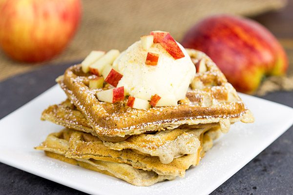 These Apple Pie Waffles are loaded with Fall flavor, and they're perfect for Saturday morning breakfast...or Saturday evening dessert!
