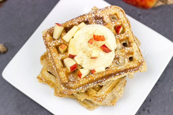 These Apple Pie Waffles are loaded with Fall flavor, and they're perfect for Saturday morning breakfast...or Saturday evening dessert!