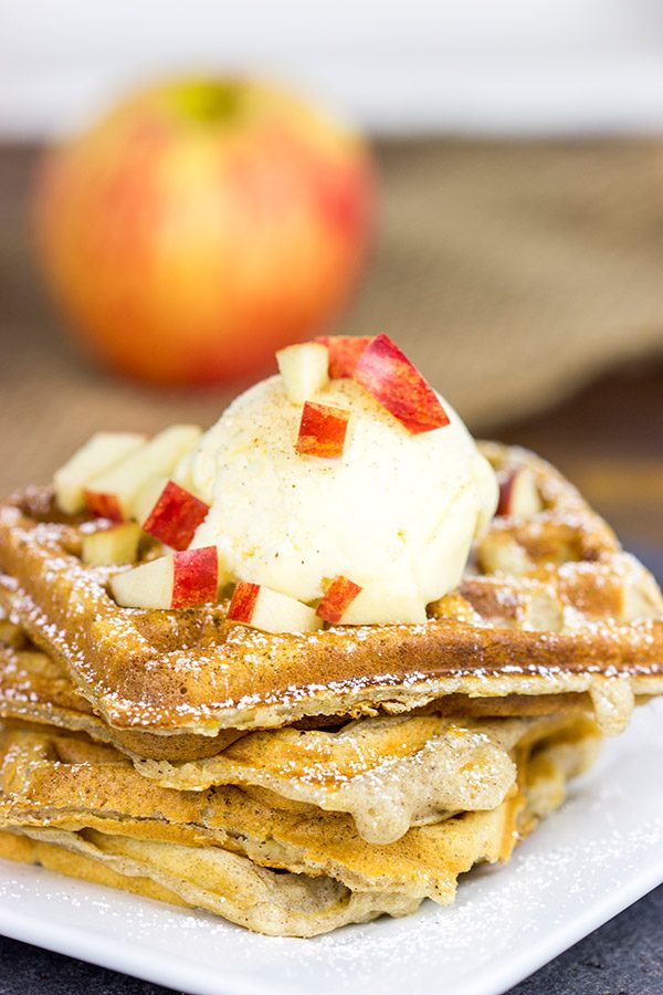 These Apple Pie Waffles are loaded with Fall flavor, and they're perfect for Saturday morning breakfast...or Saturday evening dessert!