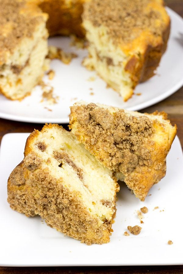 Studded with diced apples and topped with a streusel crumble, this Apple Streusel Coffee Cake is perfect with a morning cup of coffee!