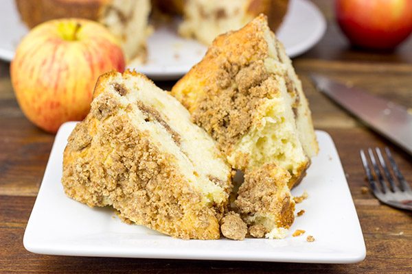 Studded with diced apples and topped with a streusel crumble, this Apple Streusel Coffee Cake is perfect with a morning cup of coffee!