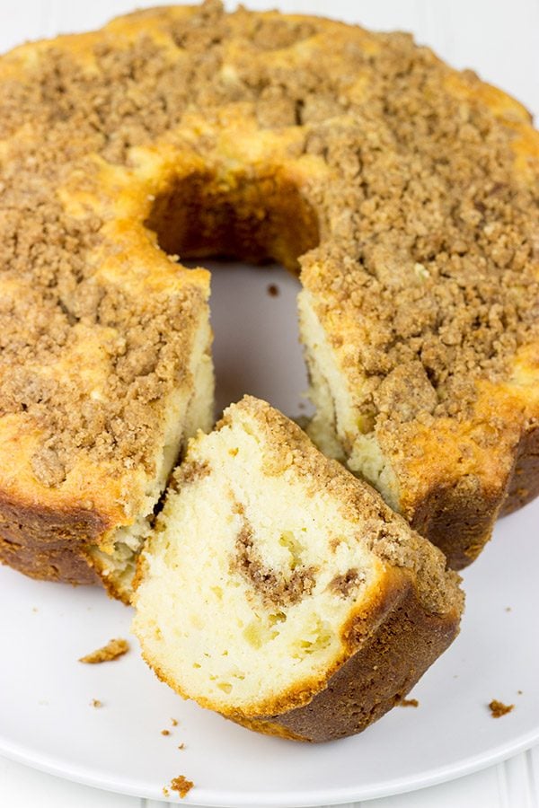 Studded with diced apples and topped with a streusel crumble, this Apple Streusel Coffee Cake is perfect with a morning cup of coffee!