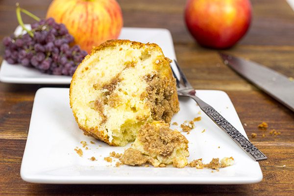 Studded with diced apples and topped with a streusel crumble, this Apple Streusel Coffee Cake is perfect with a morning cup of coffee!
