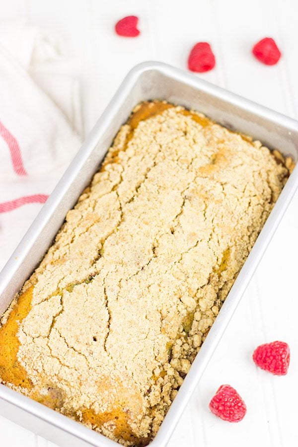 Loaded with fresh summer raspberries, this Raspberry Crumble Bread can be served for breakfast or dessert...or both!