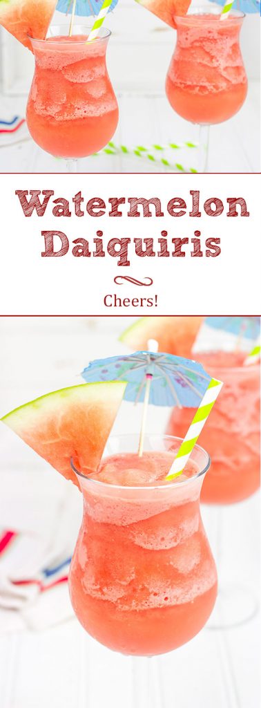 Blend up a batch of these Watermelon Daiquiris for some fun in the sun this summer!