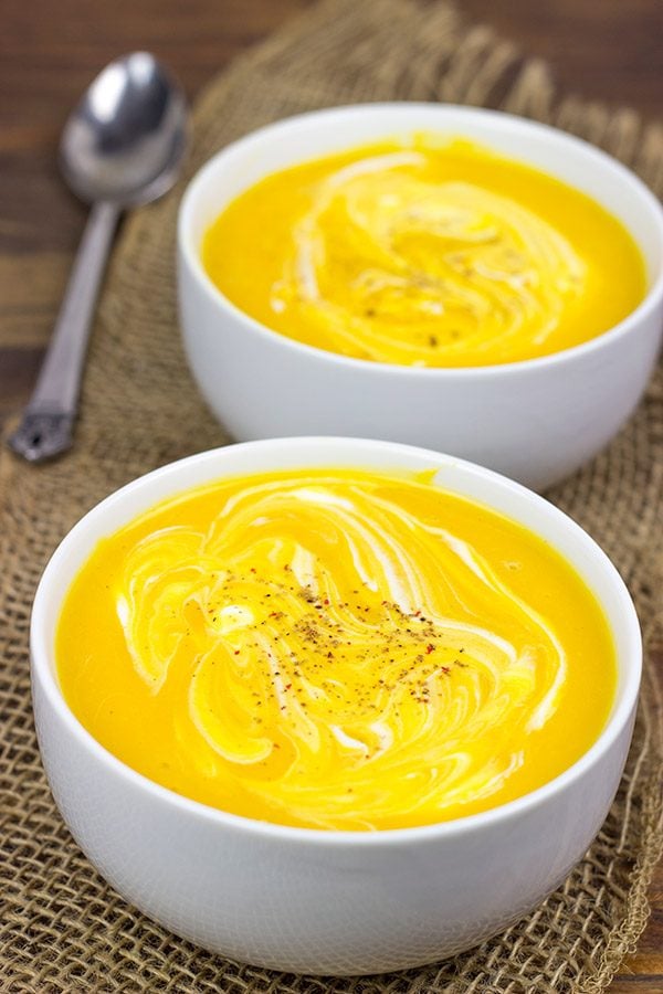 This Butternut Squash and Cider Soup is easy, healthy and perfect for a chilly Fall day!