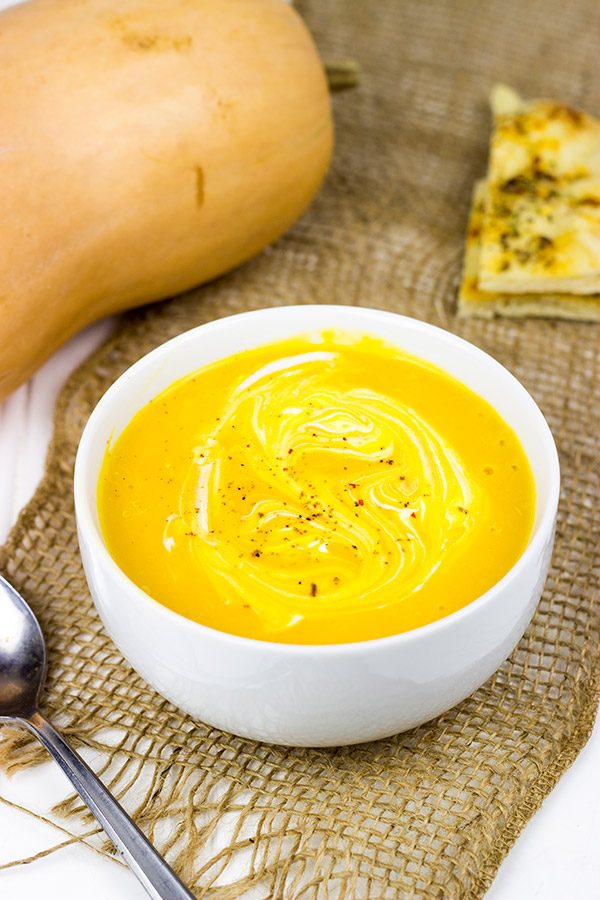 This Butternut Squash and Cider Soup is easy, healthy and perfect for a chilly Fall day!
