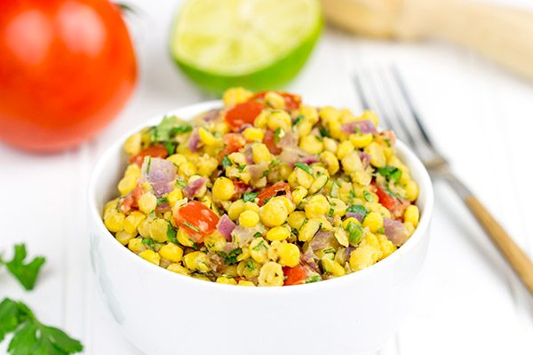 This Indian Spiced Chickpea Salad is a hearty and delicious side dish for chilly Fall days!