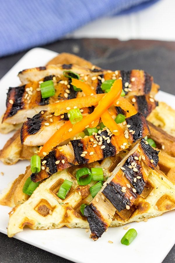 These Korean BBQ Chicken and Waffles feature a delicious fusion between classic Southern and traditional Korean flavors!
