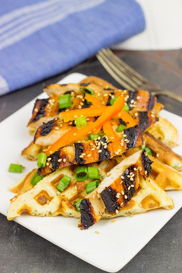 These Korean BBQ Chicken and Waffles feature a delicious fusion between classic Southern and traditional Korean flavors!