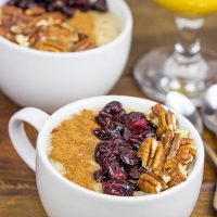 This Maple Pecan Pie Oatmeal is loaded with warming Fall flavors!