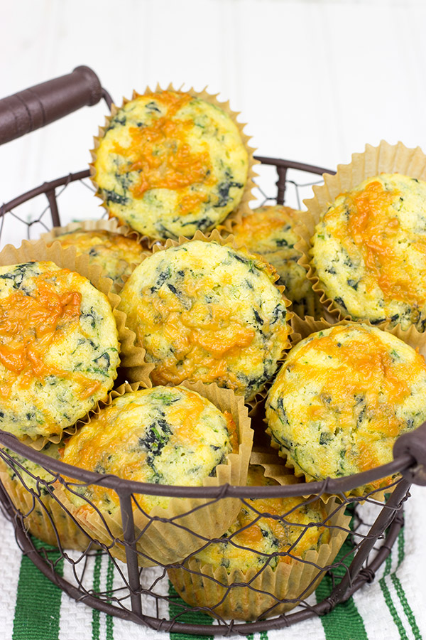 Stuffed with spinach and cheese, these Spinach Cheddar Cornbread Muffins are great alongside a hot bowl of chili or stew!