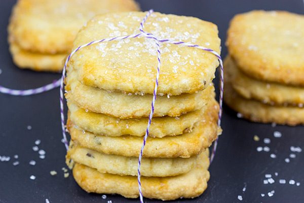Topped with a generous amount of sparkling sugar, these Honey Lavender Shortbread Cookies make for one heck of a tasty afternoon snack!
