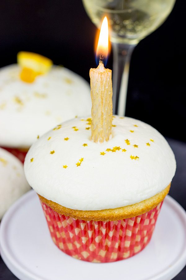 Topped with a festive champagne buttercream, these Mimosa Cupcakes are an excellent way to ring in the new year!