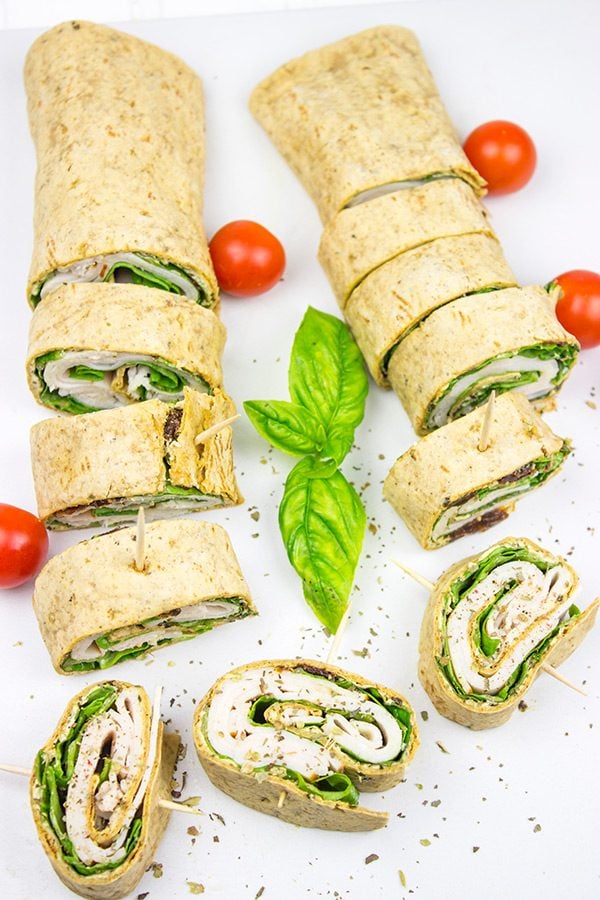 Adults need snacks, too! These quick and easy Turkey Pesto Pinwheels are the perfect way to beat that mid-afternoon hunger strike!