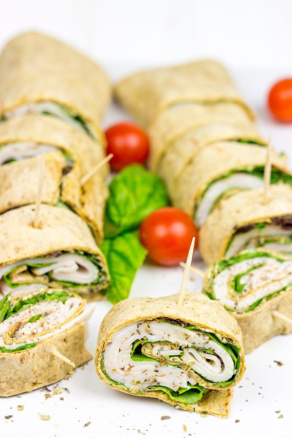 Adults need snacks, too! These quick and easy Turkey Pesto Pinwheels are the perfect way to beat that mid-afternoon hunger strike!