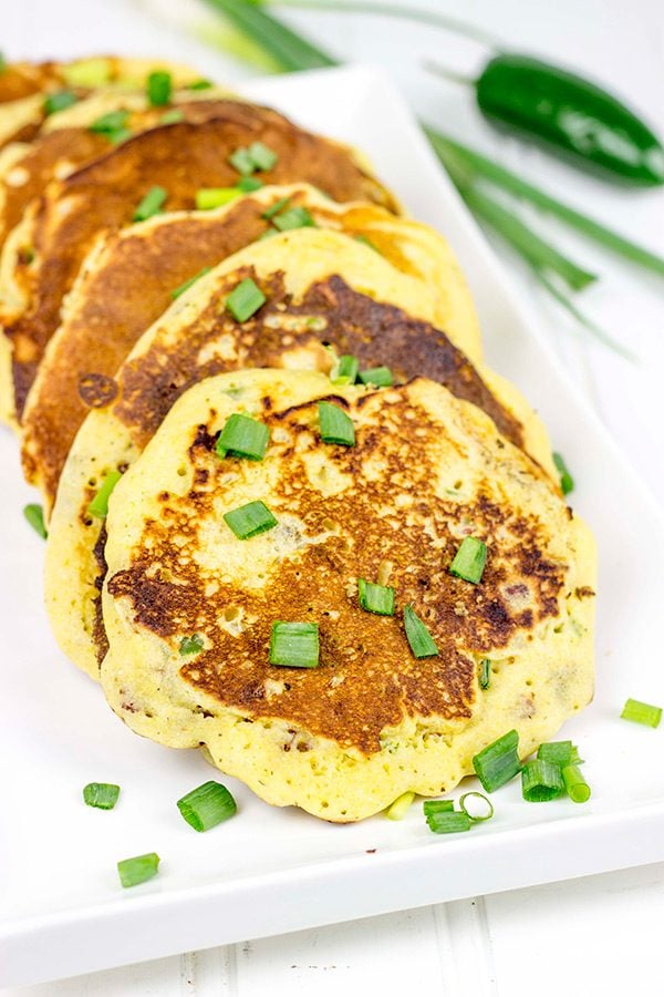 These Bacon Jalapeno Hoecakes are what happens when cornbread meets pancakes...and they're delicious!