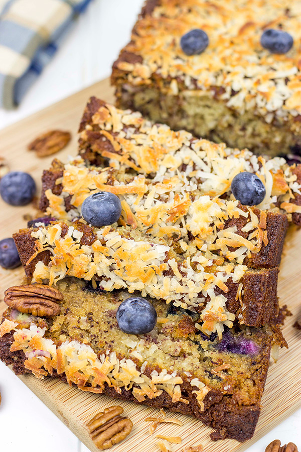 This Blueberry Coconut Banana Bread is packed with flavor, and it makes for one heck of a Saturday morning breakfast!