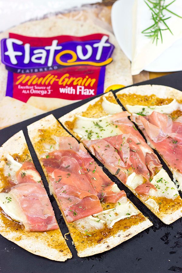 Step up your snack time with these easy Brie and Fig Jam Flatbreads!