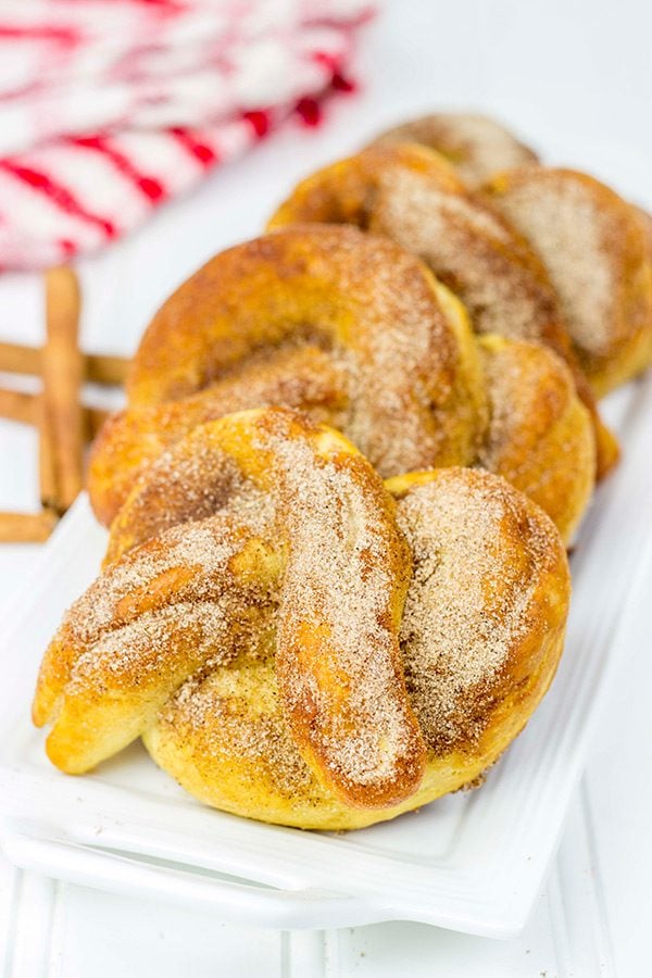 Skip the mall food court and make these Cinnamon Sugar Soft Pretzels at home!