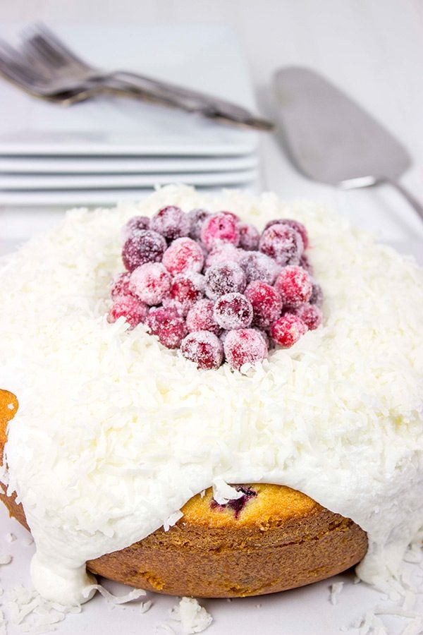 This Coconut Cranberry Pound Cake is a fun and festive way to celebrate the season!
