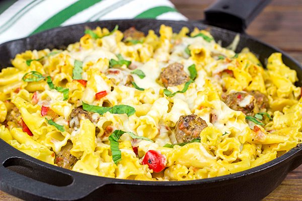 This Italian Sausage Pasta Skillet Bake makes for one heck of an awesome weeknight meal! #SausageFamily