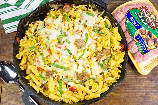 This Italian Sausage Pasta Skillet Bake makes for one heck of an awesome weeknight meal! #SausageFamily