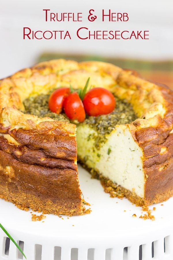 Serve up this Truffle and Herb Ricotta Cheesecake as a fun and unique centerpiece to your holiday cheese tray!