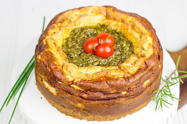 Serve up this Truffle and Herb Ricotta Cheesecake as a fun and unique centerpiece to your holiday cheese tray!