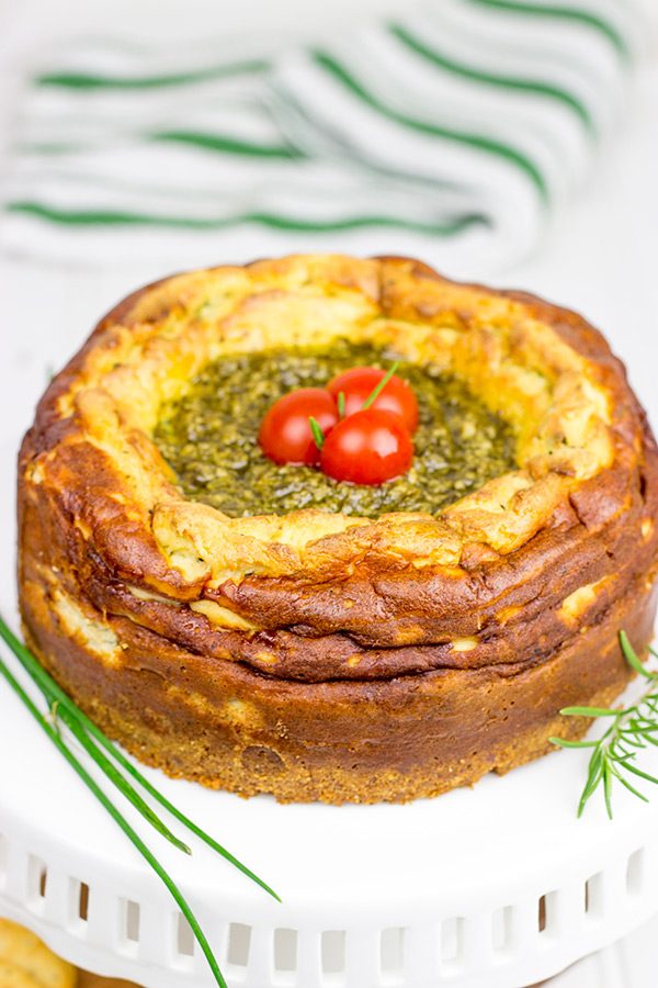 Serve up this Truffle and Herb Ricotta Cheesecake as a fun and unique centerpiece to your holiday cheese tray!