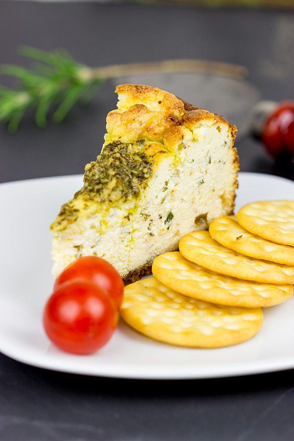 Serve up this Truffle and Herb Ricotta Cheesecake as a fun and unique centerpiece to your holiday cheese tray!