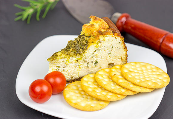 Serve up this Truffle and Herb Ricotta Cheesecake as a fun and unique centerpiece to your holiday cheese tray!