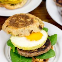 Making breakfast for a crowd? Kitchen hack: Bake eggs in muffin tins to save time! These Sausage and Egg Muffin Sandwiches are a favorite around our house!
