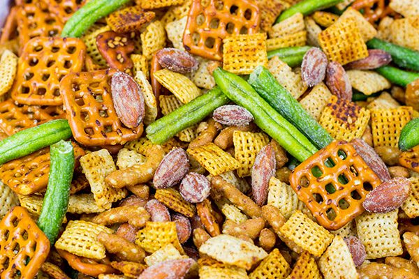 Ditch the chips and whip up a tasty snack hack instead! This Wasabi Soy Party Mix is a game-time favorite around our house!
