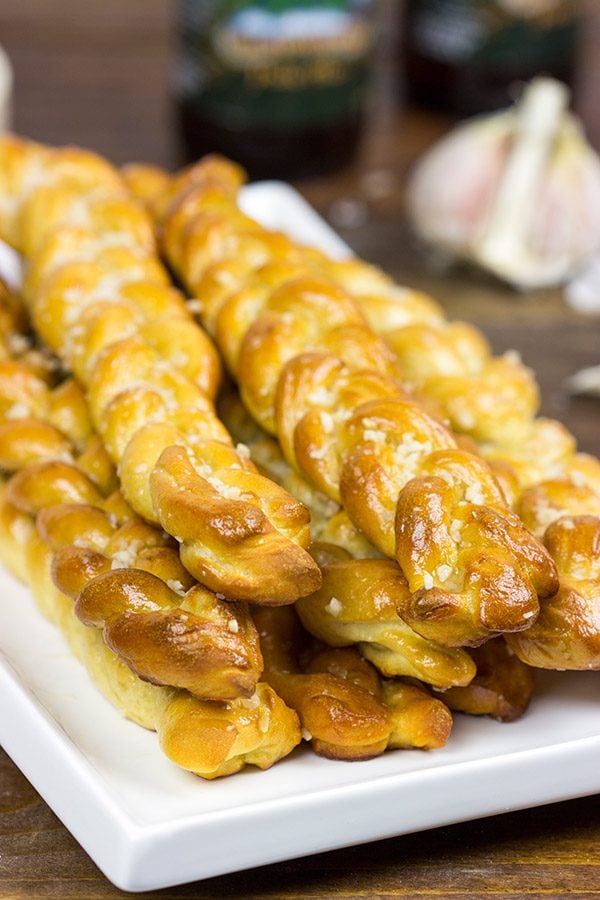 Looking for a tasty snack? How about a batch of these Garlic Butter Pretzel Twists?
