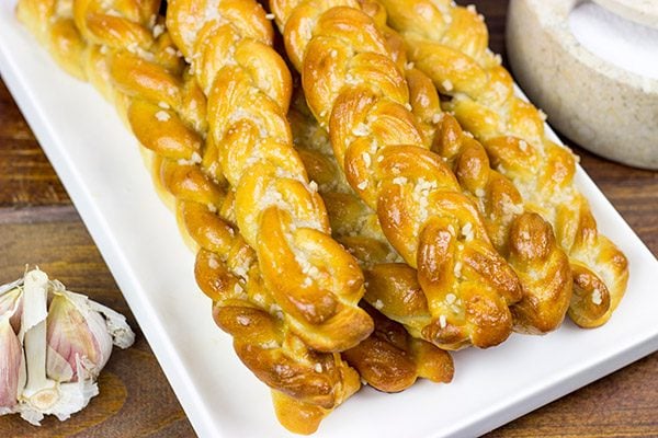 Looking for a tasty snack? How about a batch of these Garlic Butter Pretzel Twists?