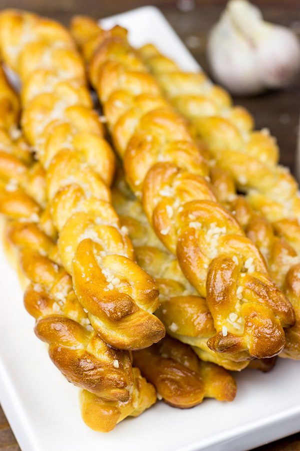 Looking for a tasty snack? How about a batch of these Garlic Butter Pretzel Twists?